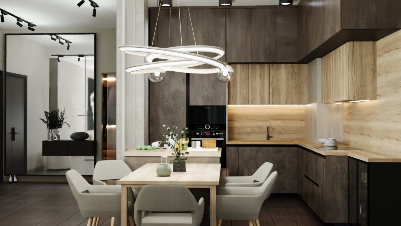 Spacial Redesign — Dining area, view 1